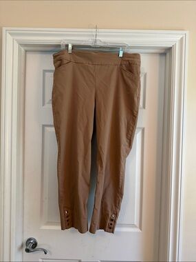 Chico's Tan Straight Leg Pants with Button Cuff